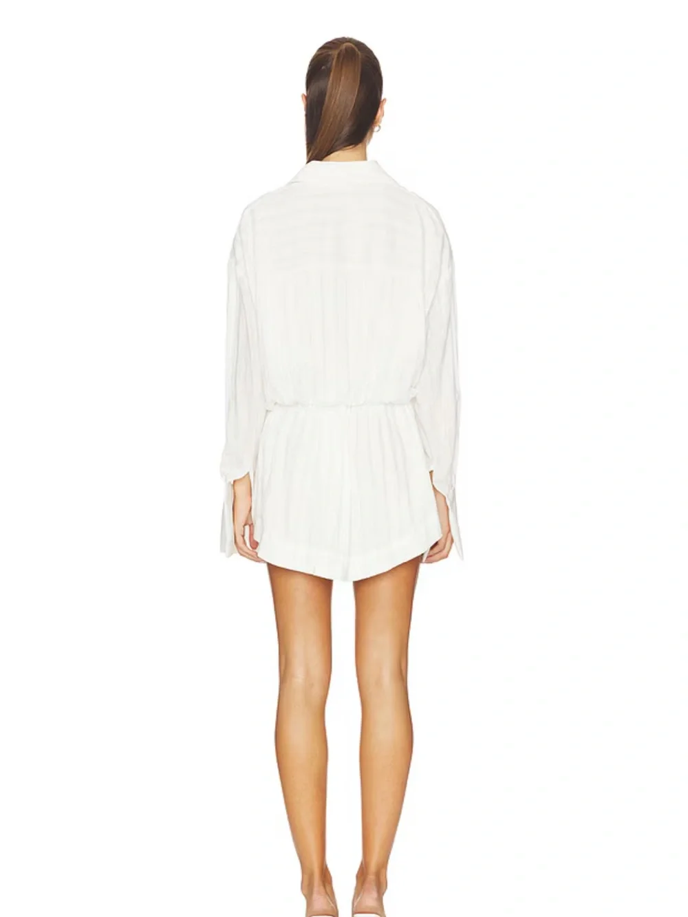 Cairo Button Down Dress in White Stripe